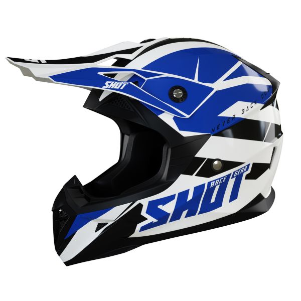 Casque Cross SHOT Pulse Revenge White Blue Black
