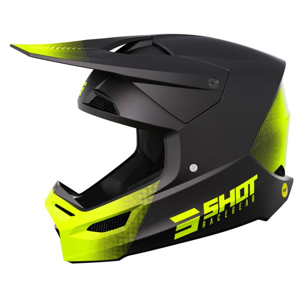 Casque Cross SHOT Race Draw Black Fluo Matt