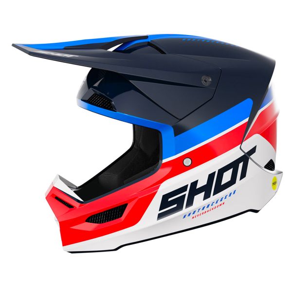 Casque Cross SHOT Race Iron Blue Red Glossy