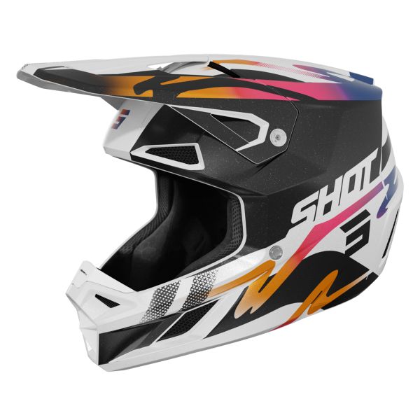 Casque Cross SHOT Speed Wave Black White Pearly