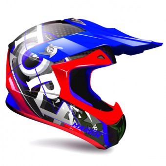 Casque Cross Torx Marvin 3 Eyes Neon Bleu Rouge Casque Cross Torx Marvin 3 Eyes Neon Bleu Rouge