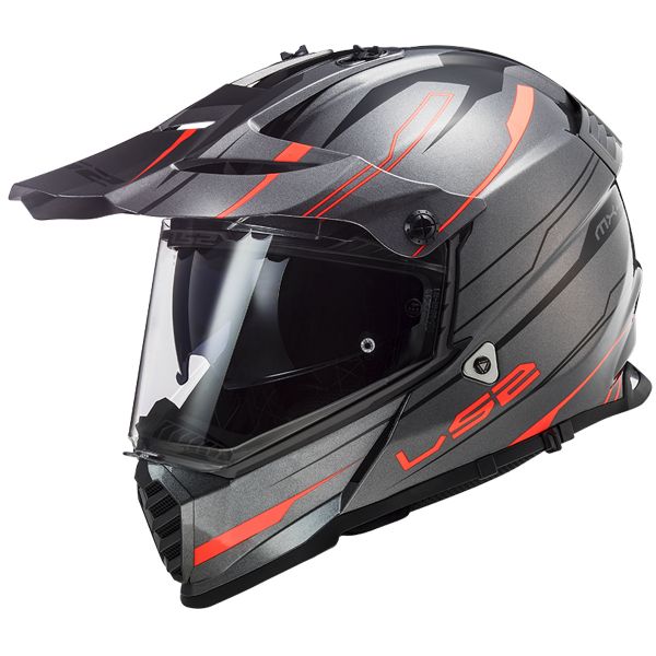 Casque Cross LS2 Pioneer Evo Knight Titanium Orange MX436 Casque Cross LS2 Pioneer Evo Knight Titanium Orange MX436