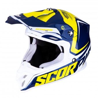 Casque Cross Scorpion VX-16 Air Ernee Bleu Jaune Blanc Casque Cross Scorpion VX-16 Air Ernee Bleu Jaune Blanc