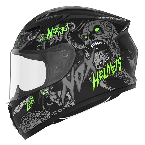Casque Enfant NOX N731 Zumbi Matt Black Neon Green Casque Enfant NOX N731 Zumbi Matt Black Neon Green