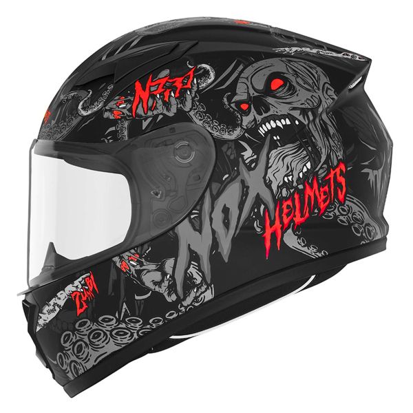 Casque Enfant NOX N731 Zumbi Matt Black Red