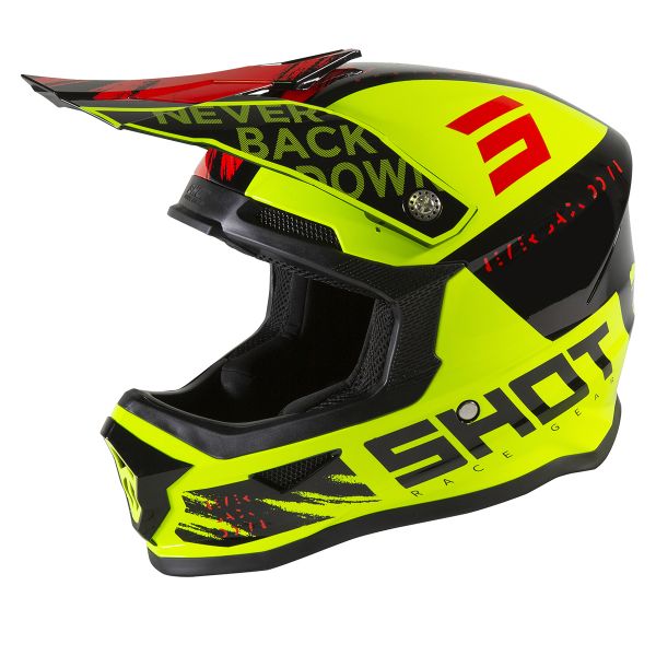 Casque Enfant SHOT Furious Draw Neon Yellow Black Red Glossy Enfant