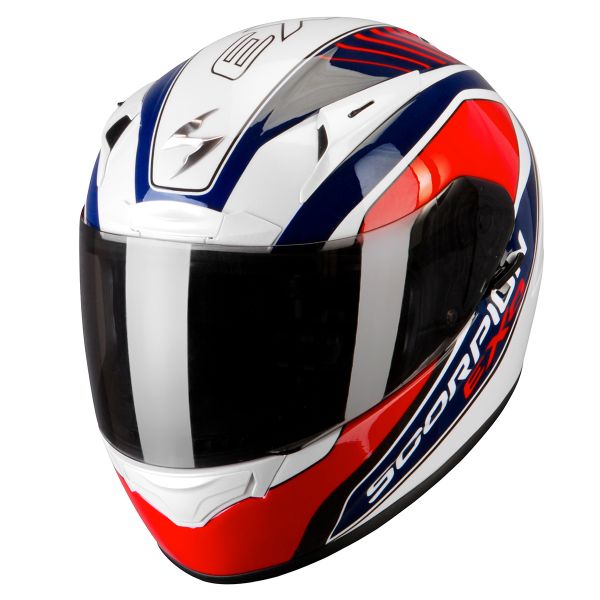 Casque Integral Scorpion EXO 2000 Air Performer Blanc Nacre Bleu Rouge