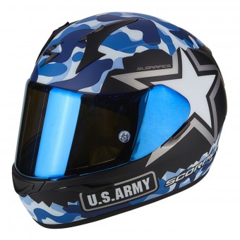 Casque Integral Scorpion Exo 390 Army Matt Black Blue Casque Integral Scorpion Exo 390 Army Matt Black Blue