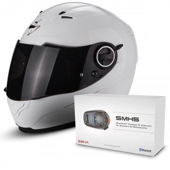 Casque Integral Scorpion Exo 490 White + Kit Bluetooth Sena SMH5 Casque Integral Scorpion Exo 490 White + Kit Bluetooth Sena SMH5