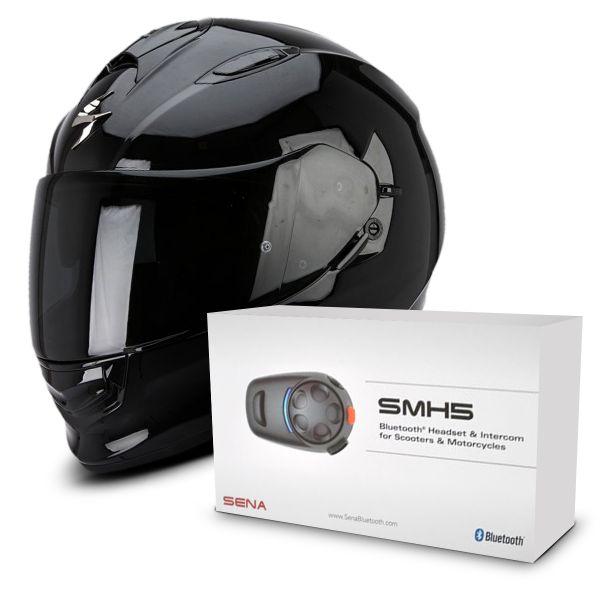 Casque Integral Scorpion Exo 510 Air Black + Kit Bluetooth Sena SMH5 Solo
