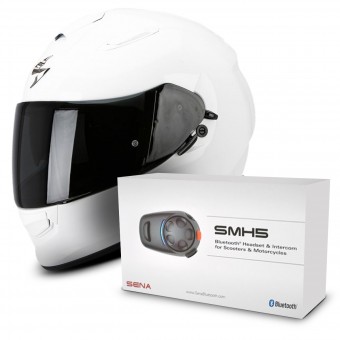 Casque Integral Scorpion Exo 510 Air White + Kit Bluetooth Sena SMH5 Solo Casque Integral Scorpion Exo 510 Air White + Kit Bluetooth Sena SMH5 Solo