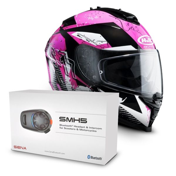 Casque Integral HJC IS17 Pink Rocket MC8 + Kit Bluetooth Sena SMH5 Solo