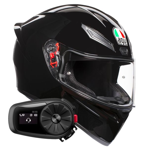 Casque Integral AGV K1 S Mono Black + Kit Bluetooth 5S Solo Casque Integral AGV K1 S Mono Black + Kit Bluetooth 5S Solo