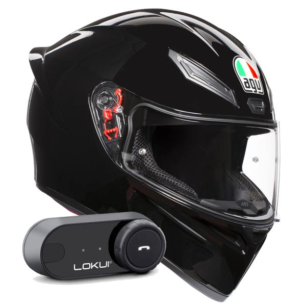 Casque Integral AGV K1 S Mono Black + Kit Bluetooth Lokui K30 Casque Integral AGV K1 S Mono Black + Kit Bluetooth Lokui K30