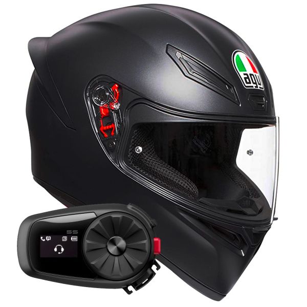 Casque Integral AGV K1 S Mono Matt Black + Kit Bluetooth 5S Solo Casque Integral AGV K1 S Mono Matt Black + Kit Bluetooth 5S Solo