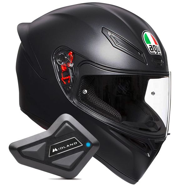 Casque Integral AGV K1 S Mono Matt Black + Kit Bluetooth BT Mini Casque Integral AGV K1 S Mono Matt Black + Kit Bluetooth BT Mini