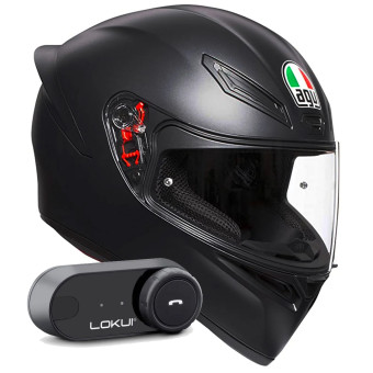 Casque Integral AGV K1 S Mono Matt Black + Kit Bluetooth Lokui K30