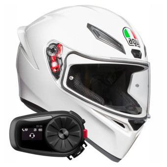 Casque Integral AGV K1 S Mono White + Kit Bluetooth 5S Solo