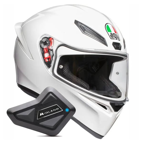 Casque Integral AGV K1 S Mono White + Kit Bluetooth BT Mini Casque Integral AGV K1 S Mono White + Kit Bluetooth BT Mini