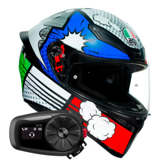 Casque Integral AGV K1 S Multi Bang Matt Italy Blue + Kit Bluetooth 5S Solo