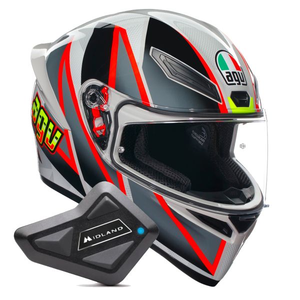 Casque Integral AGV K1 S Multi Blipper Grey Red + Kit Bluetooth BT Mini