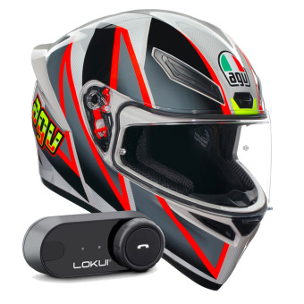 Casque Integral AGV K1 S Multi Blipper Grey Red + Kit Bluetooth Lokui K30