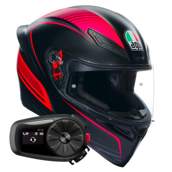 Casque Integral AGV K1 S Multi Warmup Black Pink + Kit Bluetooth 5S Solo
