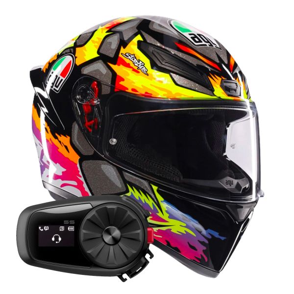 Casque Integral AGV K1 S Replica Bezzecchi 2023 + Kit Bluetooth 5S Solo