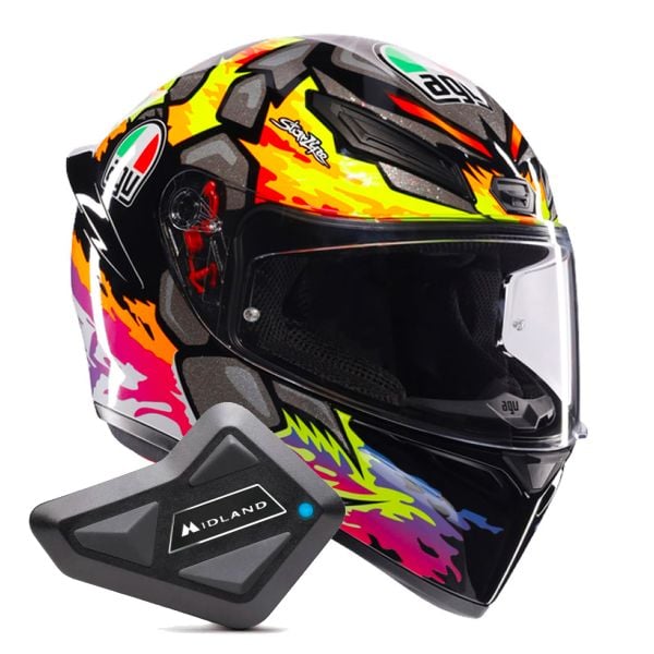 Casque Integral AGV K1 S Replica Bezzecchi 2023 + Kit Bluetooth BT Mini Casque Integral AGV K1 S Replica Bezzecchi 2023 + Kit Bluetooth BT Mini