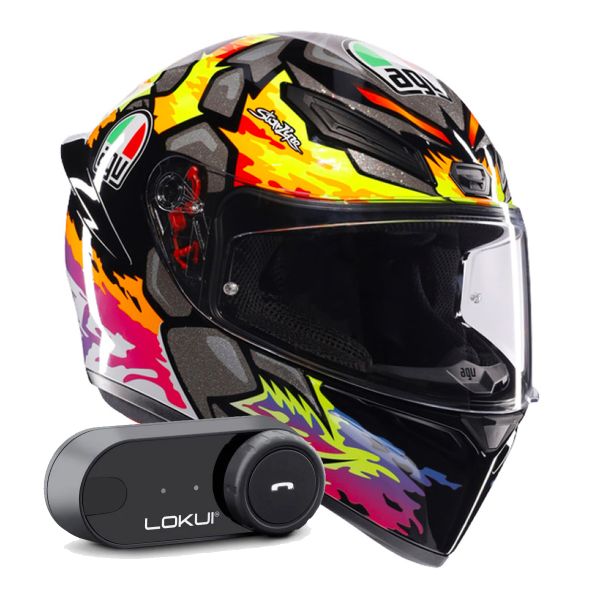 Casque Integral AGV K1 S Replica Bezzecchi 2023 + Kit Bluetooth Lokui K30 Casque Integral AGV K1 S Replica Bezzecchi 2023 + Kit Bluetooth Lokui K30