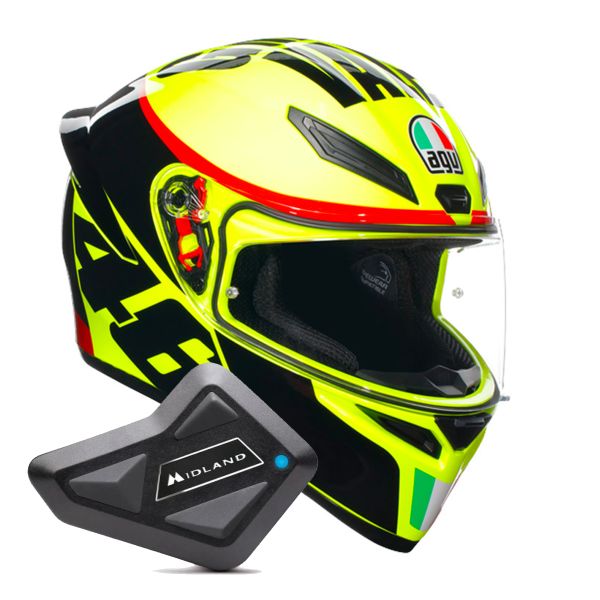 Casque Integral AGV K1 S Replica Grazie Vale + Kit Bluetooth BT Mini Casque Integral AGV K1 S Replica Grazie Vale + Kit Bluetooth BT Mini