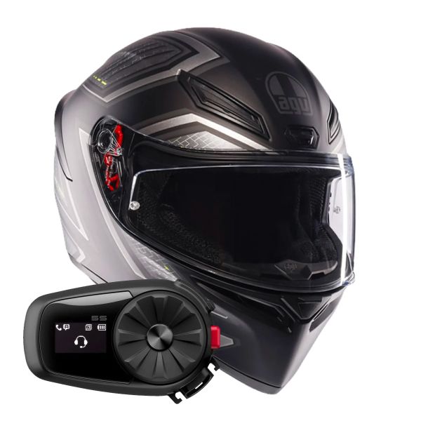 Casque Integral AGV K1 S Sling Matt Black Grey + Kit Bluetooth 5S Solo
