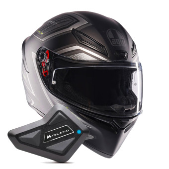 Casque Integral AGV K1 S Sling Matt Black Grey + Kit Bluetooth BT Mini