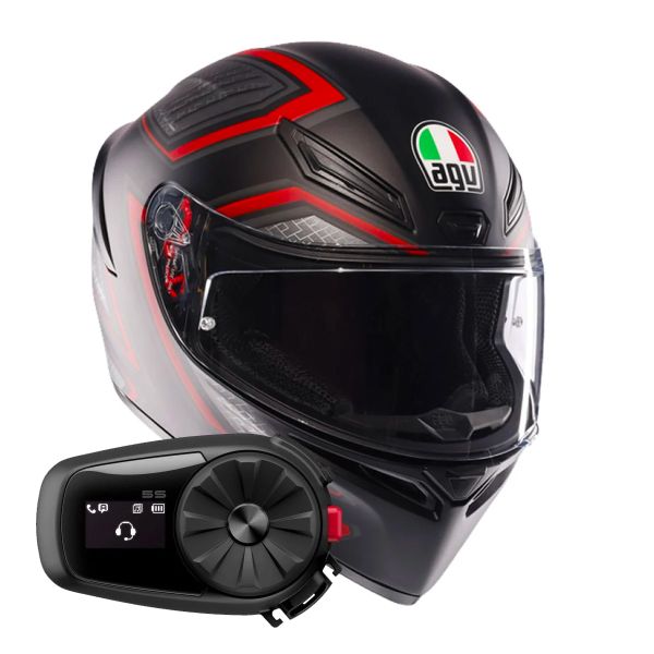 Casque Integral AGV K1 S Sling Matt Black Red + Kit Bluetooth 5S Solo