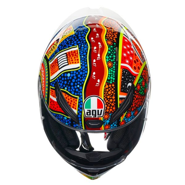 AGV K1 S Dreamtime Casque Intégral Moto - Blanc/Bleu/Rouge/Jaune - Certifié ECE 22.06 - Visière Ultravision