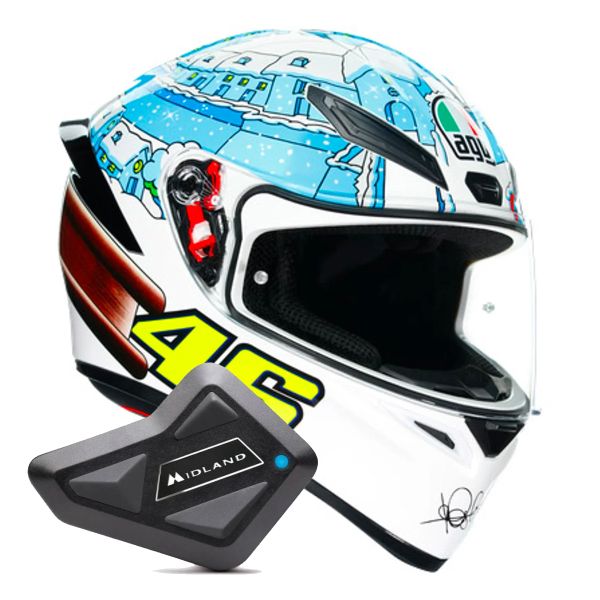 Casque Integral AGV K1 S Top Rossi Winter Test 2017 + Kit Bluetooth BT Mini