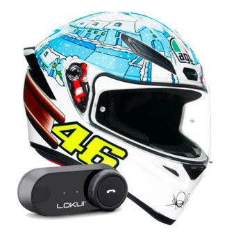 Casque Integral AGV K1 S Top Rossi Winter Test 2017 + Kit Bluetooth Lokui K30