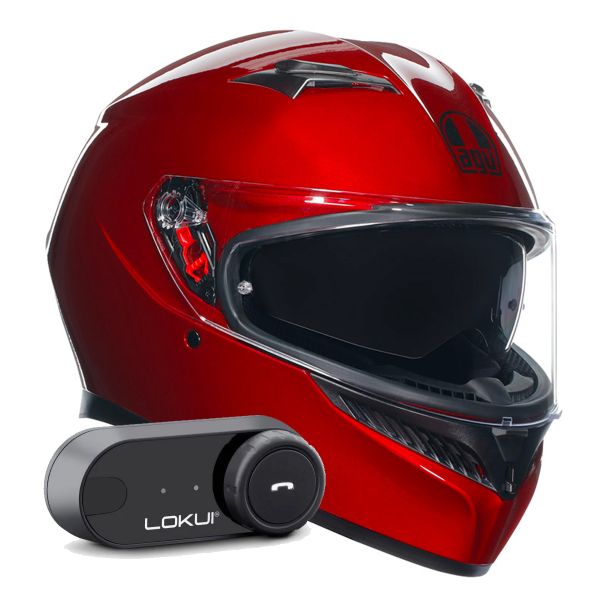 Casque Integral AGV K3 Mono Competition Red + Kit Bluetooth Lokui K30 Casque Integral AGV K3 Mono Competition Red + Kit Bluetooth Lokui K30