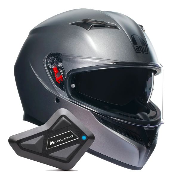 Casque Integral AGV K3 Mono Grey Matt + Kit Bluetooth BT Mini