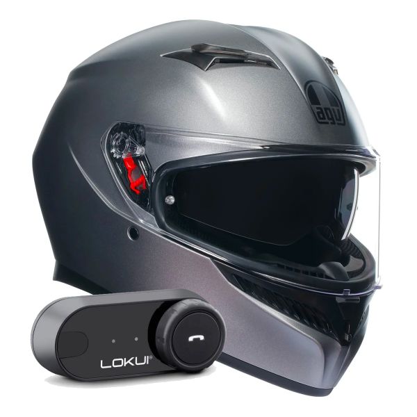 Casque Integral AGV K3 Mono Grey Matt + Kit Bluetooth Lokui K30