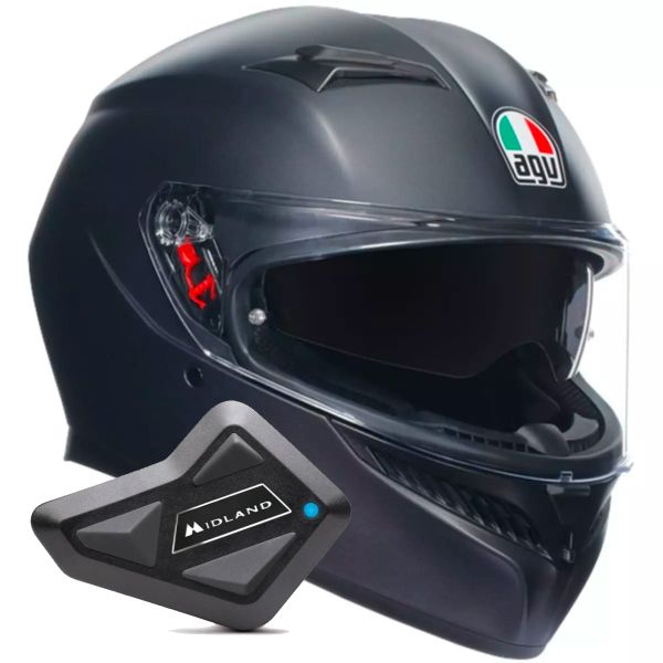 Casque Integral AGV K3 Mono Matt Black + Kit Bluetooth BT Mini Casque Integral AGV K3 Mono Matt Black + Kit Bluetooth BT Mini