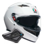 Casque Integral AGV K3 Mono Silk White + Kit Bluetooth BT Mini