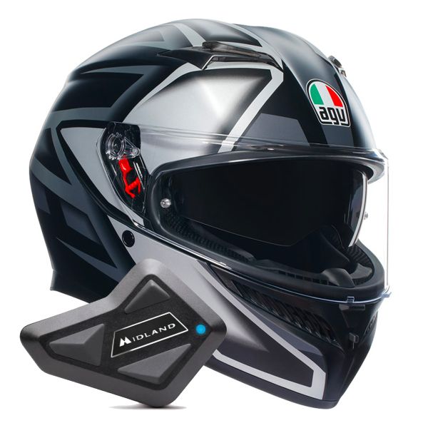 Casque Integral AGV K3 Multi Compound Black Grey + Kit Bluetooth BT Mini