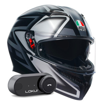 Casque Integral AGV K3 Multi Compound Black Grey + Kit Bluetooth Lokui K30
