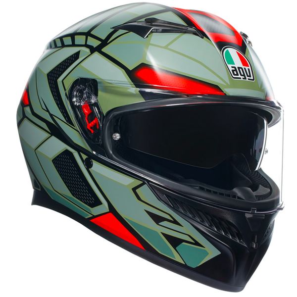 Casque Integral AGV K3 Multi Decept Matt Black Green Red Casque Integral AGV K3 Multi Decept Matt Black Green Red