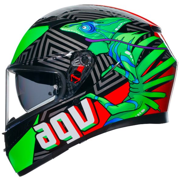 AGV K3 Multi Kameleon Black Red Green + Kit Bluetooth BT Mini