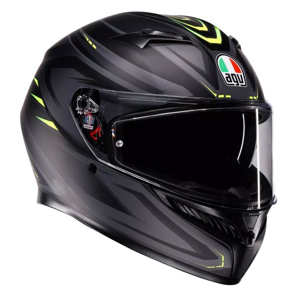 Casque Integral AGV K3 Syth Matt Black Yellow Fluo