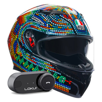 Casque Integral AGV K3 Top Rossi Winter Test 2018 + Kit Bluetooth Lokui K30
