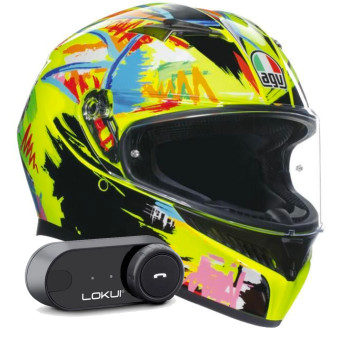 Casque Integral AGV K3 Top Rossi Winter Test 2019 + Kit Bluetooth Lokui K30