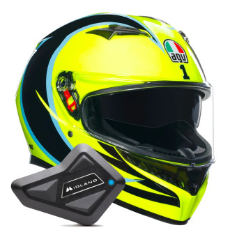 Casque Integral AGV K3 Top Rossi WT Phillip Island 2005 + Kit Bluetooth BT Mini